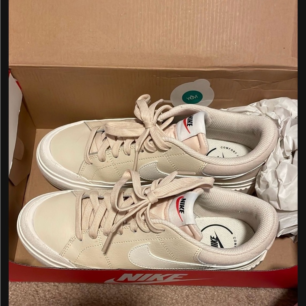 Nike Women's Sneakers in Beige and White